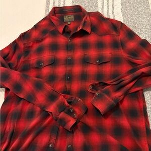 Lucky Brand Red and Black Checkered Men's Shirt